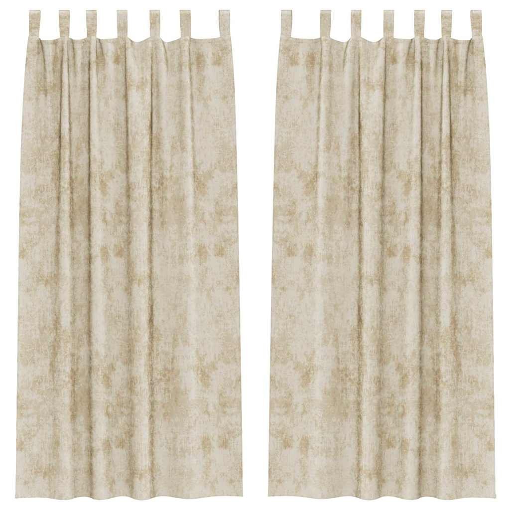 vidaXL Zasłona z zasłonami 2 pcs Kremowy 245 x 140 cm Aksamit
