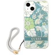 Etui i futerały do telefonów - Etui Guess do iPhone 13 mini 5,4" zielony/green hardcase Flower Strap - miniaturka - grafika 1