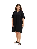 Sukienki - TOM TAILOR Damski sukienka polo lniana 1033395, 14482 - Deep Black, 46 - miniaturka - grafika 1