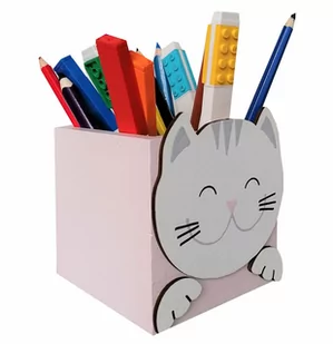 Przybornik na biurko , biały kotek - Przyborniki na biurko - miniaturka - grafika 1