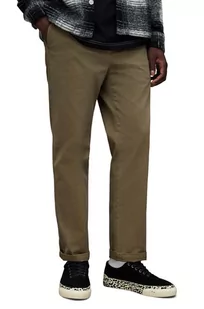 AllSaints spodnie bawełniane VERNE kolor zielony proste - Spodnie męskie - miniaturka - grafika 1