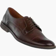 Półbuty męskie - Półbuty Wizytowe Męskie Skórzane Buty Wygodne Brązowe EDEK Brązowy 44 - miniaturka - grafika 1