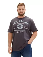 Koszulki męskie - T-shirt męski plus size TOM TAILOR z nadrukiem z logo wykonany z bawełny, 10899-Szary asfalt, 4XL - miniaturka - grafika 1