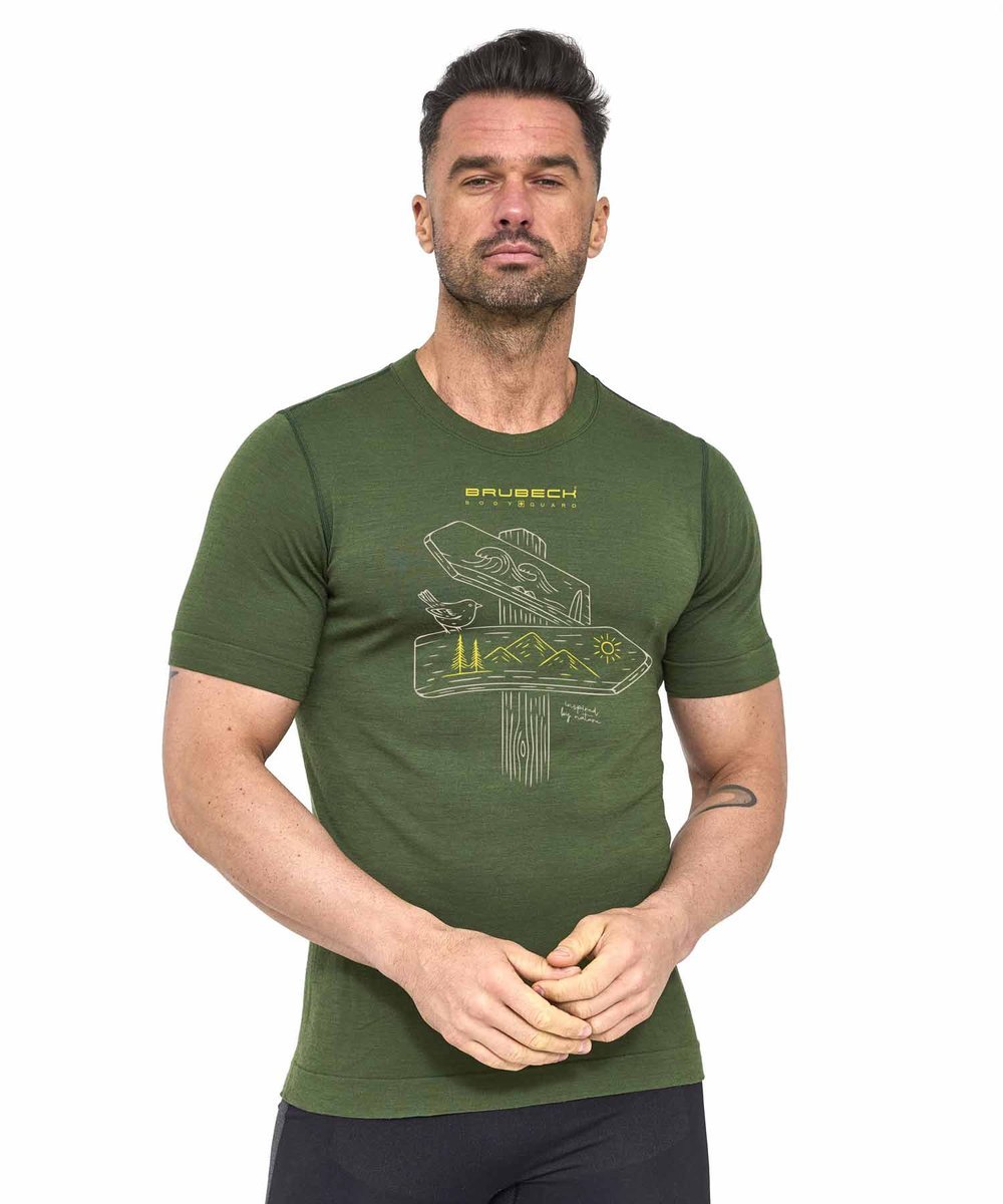 Koszulka męska z krótkim rękawem wełniana Brubeck OUTDOOR WOOL PRO