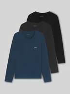 Piżamy męskie - Bluzka z długim rękawem o kroju regular fit z czystej bawełny w zestawie 3 szt. - miniaturka - grafika 1