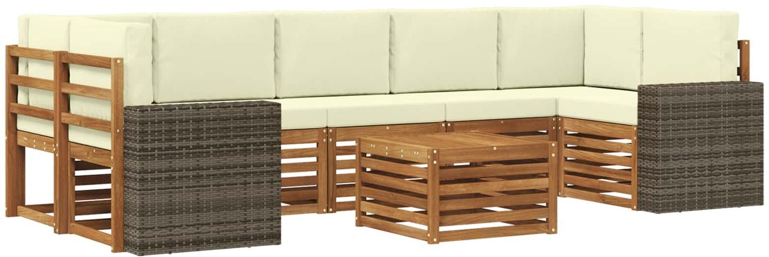 vidaXL Zestaw sof na zewnątrz z poduszką 8 pcs Naturalny i Kremowy