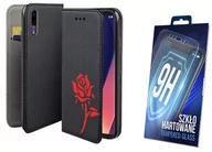 Etui i futerały do telefonów - ETUI Z KLAPKĄ DO HUAWEI P20 WZÓR RÓŻA OBUDOWA FUTERAŁ ZAMYKANY + SZKŁO 9H - miniaturka - grafika 1