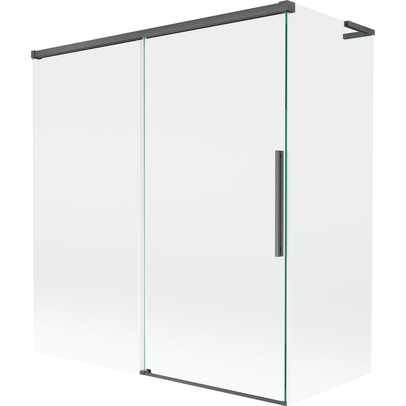 Mexen Rox L parawan nawannowy 2-skrzydłowy rozsuwany 150 + 70 x 150 cm, transparent, gun gray szczotkowany - 8C9L-150-070-66-00