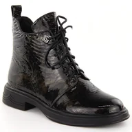 Botki damskie - Skórzane botki lakierowane D&A S.Barski Premium Collection LZ42-042 czarne - miniaturka - grafika 1
