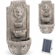 Fontanny ogrodowe - Fontanna ogrodowa przyścienna solarna z oświetleniem LED 3 poziomy głowa lwa 3 W - miniaturka - grafika 1