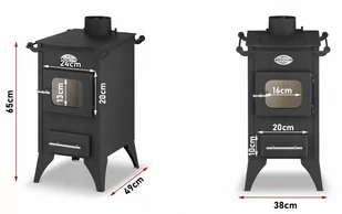 Piec kominek kuchnia węglowa fajerka 6-8kW (średnica wylotu spalin: 130 mm) - spełnia anty-smogowy EkoProjekt 99680052 - Kuchnie węglowe - miniaturka - grafika 2