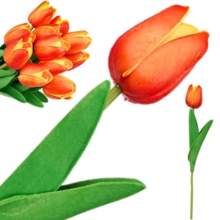 TULIPAN PIANKOWY JAK ŻYWY SZTUCZNE KWIATY LIŚCIE DO STROIKA WAZONU 34 cm - Sztuczne kwiaty - miniaturka - grafika 1