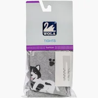 Rajstopy - Rajstopy Dziecięce Bawełniane Rajtuzy Elastyczne Ze Wzorem WOLA Szare Szary 152/158 - miniaturka - grafika 1