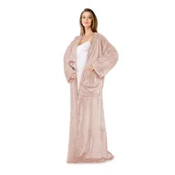 Koce i narzuty dla dzieci - Koc 150 x 180 Mikrofibra Bingie z Rękawami Pudrowy - miniaturka - grafika 1