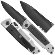 Noże - Nóż Walther Q5 Steel Frame Czarny, Ząbkowany  Edc Taktyczny - miniaturka - grafika 1