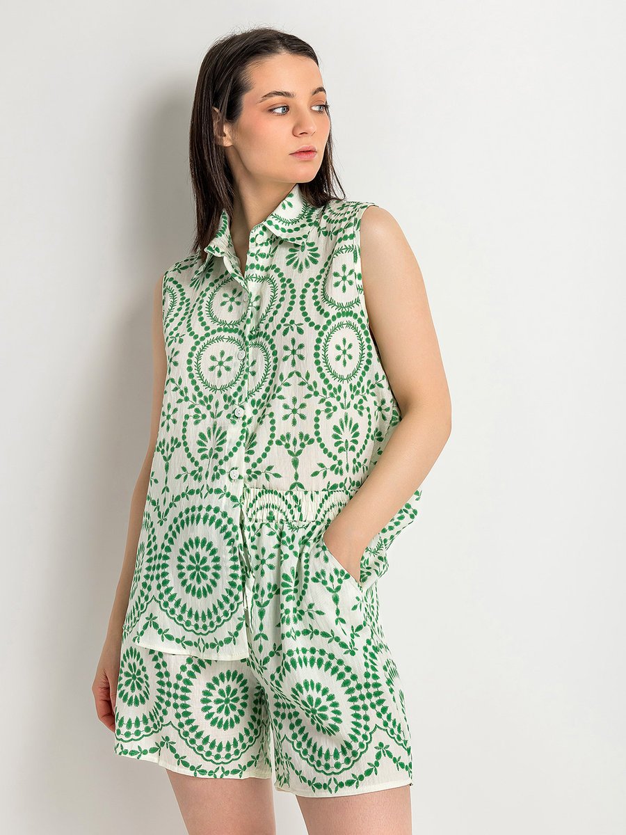 Wzorzysta koszula L zielony