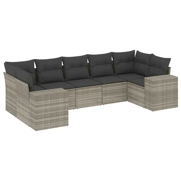 Zestaw mebli ogrodowych modułowych jasnoszary rattan PE 62 x 62 x 69 cm