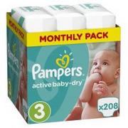 Pieluchy - Pampers Active Baby-Dry 3 Midi 208 szt. - miniaturka - grafika 1