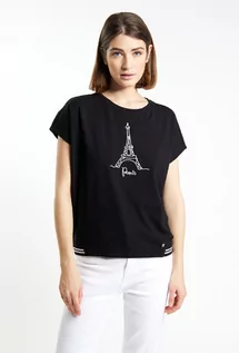 Koszulki i topy damskie - T-shirt damski z nadrukiem Paris - Monnari - grafika 1
