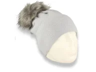Czapki damskie - Czapka zimowa z pomponem polska produkcja niebieska - miniaturka - grafika 1