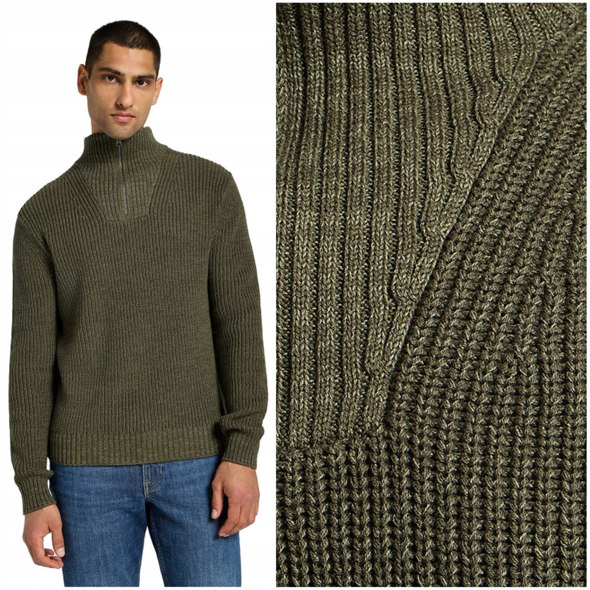 Lee Half Zip Knit Mercantile rozpinany bawełniany męski sweter na stójce S