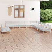 Meble ogrodowe - vidaXL 11-cz zestaw wypoczynkowy do ogrodu biały drewno sosnowe 3083215 - miniaturka - grafika 1