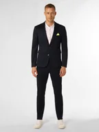 Garnitury - Finshley & Harding London Męski garnitur Mężczyźni Slim Fit wiskoza niebieski wypukły wzór tkaniny, 44 - miniaturka - grafika 1
