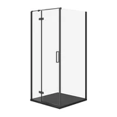 Kabiny prysznicowe - Kabina Prysznicowa Cersanit Jota 80X80X195 kwadratowa lewa transparentny brodzik Tako Slim 4cm Czarny Mat S601-155 - miniaturka - grafika 1