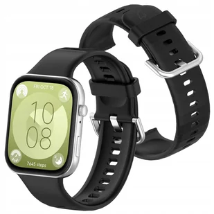 Pasek Bizon Strap Watch Silicone Pro do Huawei Watch Fit 3, czarny - Akcesoria do smartwatchy - miniaturka - grafika 1