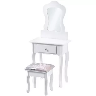 Toaletka kosmetyczna Schio z taboretem dla dzieci 115 x 50 cm, biała - Toaletki - miniaturka - grafika 1