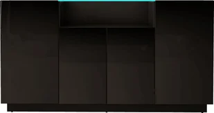 MEGSTYL KOMODA 160CM Z SZKLANYM BLATEM ALTA-2 Czarny mat - Czarny połysk - Komody - miniaturka - grafika 1