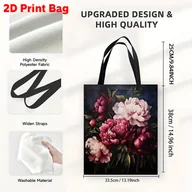 Torebki damskie - TEMU 1 szt. Torba z nadrukiem 2D wiosenna, Tote Bag z peoniami w kolorowych odcieniach. Wszechstronna torba idealna na zakupy, najlepsza na Boże - miniaturka - grafika 1