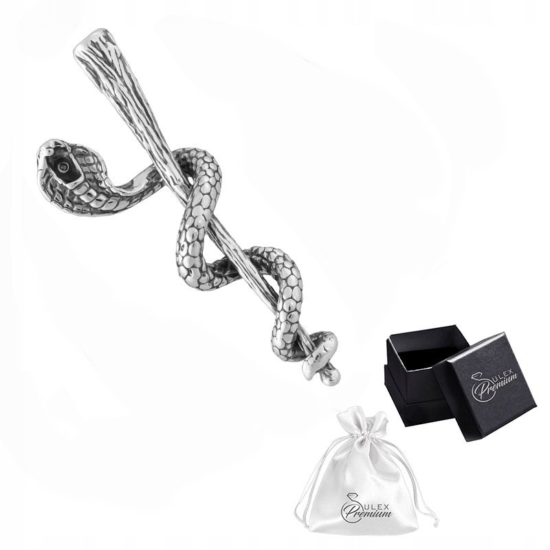 Zawieszka srebrna pr. 925 Wisiorek Oksydowany LASKA ESKULAPA