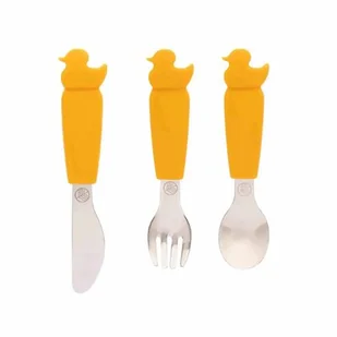 Eco Rascals Zestaw Sztućców Kaczuszka Mustard - Sztućce dla dzieci - miniaturka - grafika 1