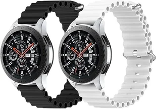 2x PASEK DO ZEGARKA CZARNY BIAŁY SILIKON Samsung Galaxy Watch 3 45mm 22mm - Akcesoria do smartwatchy - miniaturka - grafika 1