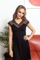 Bielizna nocna - Eldar Margaret Koszulka Nocna V-Dekolt Czarna 2Xl - miniaturka - grafika 1