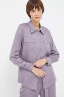Koszule damskie - Calvin Klein koszula damska kolor fioletowy regular z kołnierzykiem klasycznym - miniaturka - grafika 1