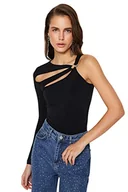 Body - Trendyol Damskie body z dzianiny, Czarny, 64 - miniaturka - grafika 1