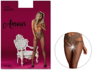 Rajstopy - Beżowe rajstopy z koronką dziurą w kroku 30 den 5-6 Suntan Beige - miniaturka - grafika 1