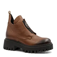 Botki damskie - Koniakowe skórzane botki LM60451 - Neścior - miniaturka - grafika 1