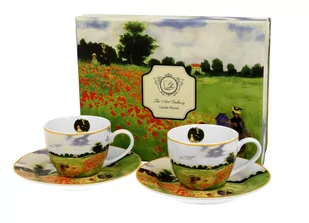 Filiżanki do espresso porcelanowe ze spodkami DUO Poppy Field Claude Monet 100 ml 2 szt - Filiżanki - miniaturka - grafika 1