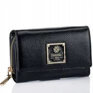 Portfele - Czarny Średni Portfel Damski Monnari Lakierowany W Łuseczki Dużo Przegródek - miniaturka - grafika 1