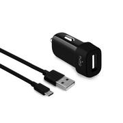 Ładowarki samochodowe - PURO Ładowarka Ładowarka sam 1xUSB 1A z kablem MicroUSB czarna/black MCHUSBMICROCBLK 21273 - miniaturka - grafika 1