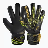 Piłka nożna - Rękawice bramkarskie dziecięce Reusch Attrakt Infinity Finger Support black/gold/yellow/black - miniaturka - grafika 1