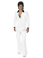 Stroje karnawałowe - Smiffys 970er kostium biały kurtka z Mock koszula kamizelka i spodnie, Large, x-large - miniaturka - grafika 1