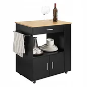 Wózki kuchenne - SoBuy Szafka Wózek kuchenny na kólkach Czarny FKW113-SCH - miniaturka - grafika 1