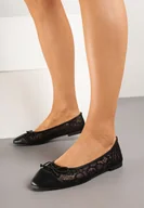 Baleriny - Czarne Balerinki Vices z Koronki Zdobione Kokardką Desanise - miniaturka - grafika 1