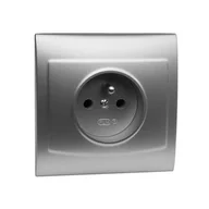 Gniazdka elektryczne - Gniazdo pojedyncze z uziemieniem GP-1VZ satyna vega - miniaturka - grafika 1