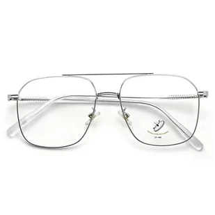 Pilotki Srebrne druciane okulary zerówki filtr Blue Light do komputera 25108 - Okulary korekcyjne, oprawki, szkła - miniaturka - grafika 1