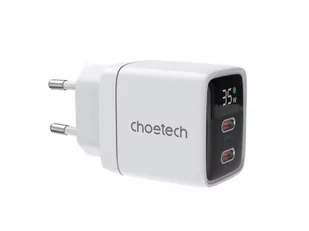 Ładowarka sieciowa GaN Choetech PD6051 2x USB-C PD 35W z wyświetlaczem - biała - Ładowarki do telefonów - miniaturka - grafika 1